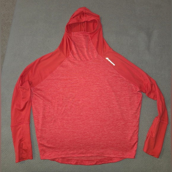 Brooks Long Sleeve Funnel Neck Hooded Shirt Coral women's Size Medium Preowned - Picture 3 of 13